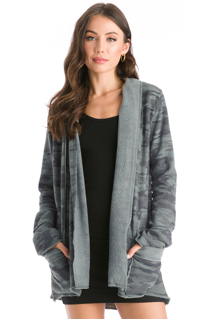 Camo Slouchy Sherpa Cardigan Hard Tail Forever