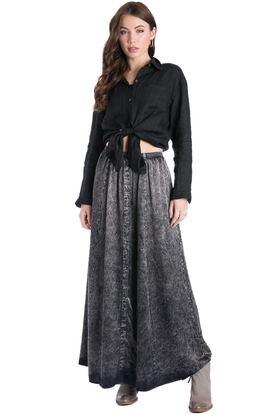 Button Front Satin Maxi Skirt Hard Tail Forever