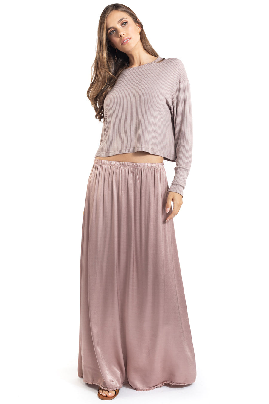 Mauve satin maxi skirt best sale