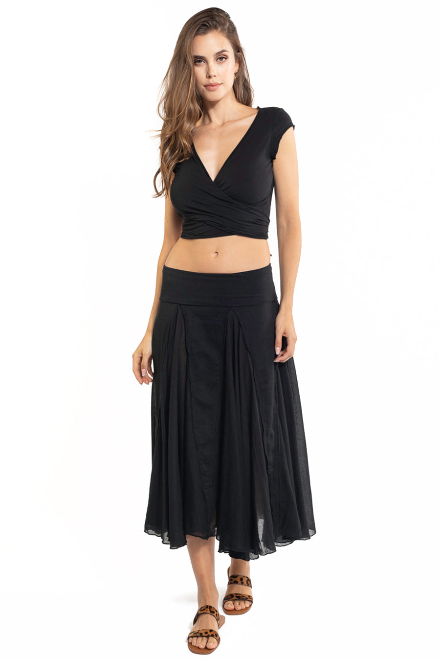 Black voile maxi skirt best sale