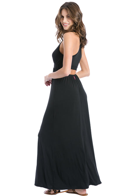 Hard Tail Forever Satin Puff Sleeve Velour Maxi Dress - Past