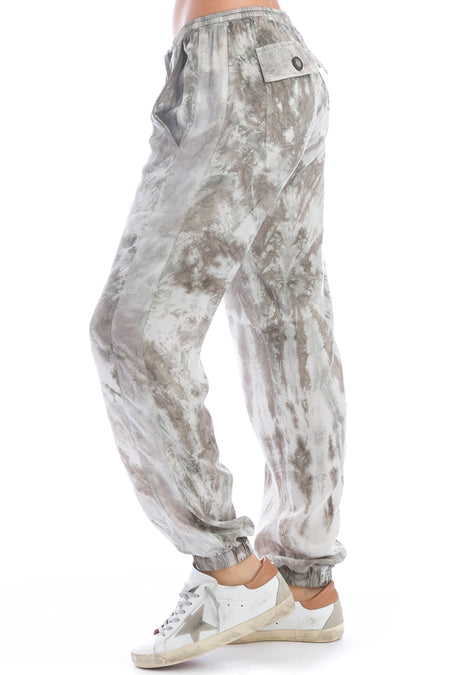 these ASPEN joggers feature a classic bleached tie dye swirl on a